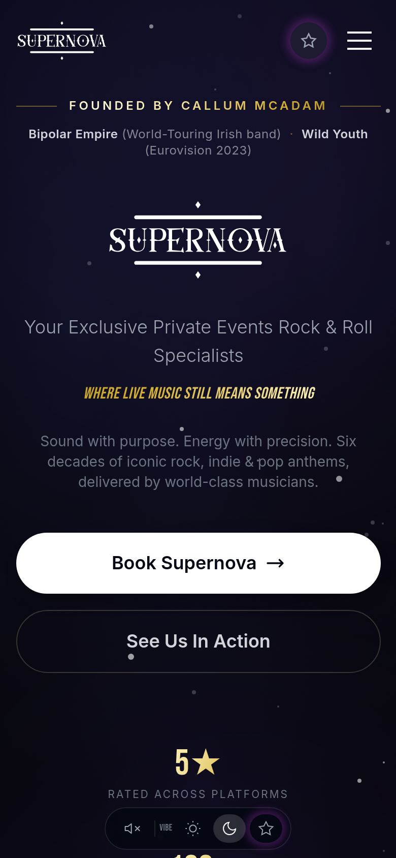 The Supernova website on a phone
