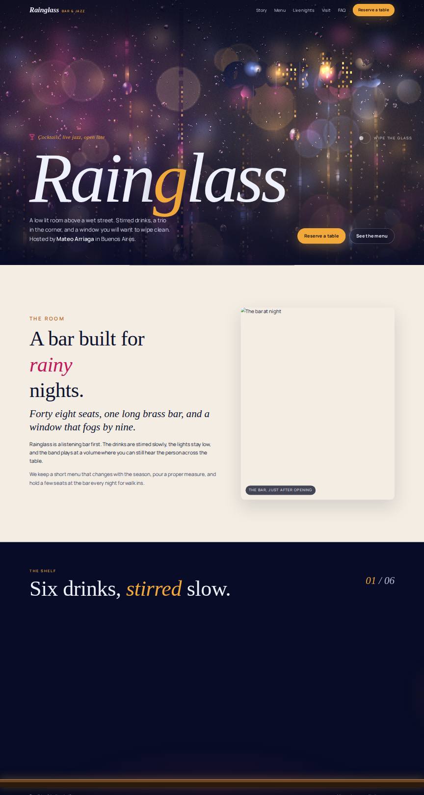 The Rainglass design on a desktop screen